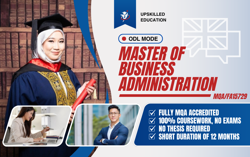 Blue and Red Modern Online English Course Facebook Ad